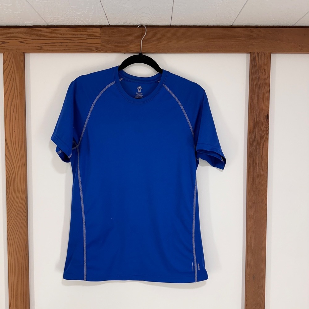 Adidas Climalite Shirt Mens Medium Solid Blue Short Sleeve Flex 360 Activewear